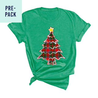 Tartan Christmas Tree Heather Kelly Green T-Shirt 9 pc Set #PACK-HKGRN-TNTREE