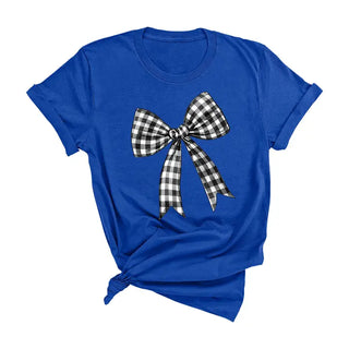 Black Check Bow T-Shirt #HPTS-GARLG-BLKBOW