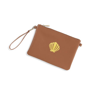 Gold Seashell Camel Madeline Wristlet #M191VL-CAMEL-SHELL
