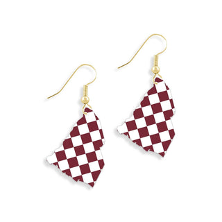 Garnet & White Check South Carolina Earrings #ACE-300GD-SC-GARWCHK