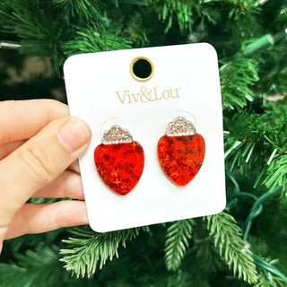 Light it Up Christmas Bulb Earrings #VLJE1233-RED