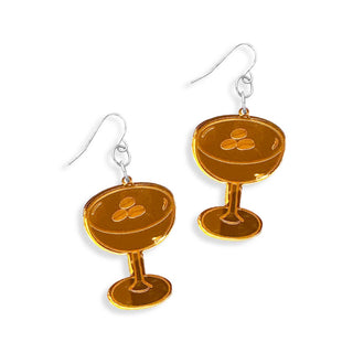 Brown Mirrored Espresso Martini Earrings #ACE-300SV-ESP-BRMR