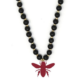 Garnet Bee Black Jennifer Necklace #ACN-BLKW-BEE-GAR