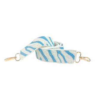 Light Blue Tiger Stripe Beaded Crossbody Strap #MNA107VL-TIGBLU