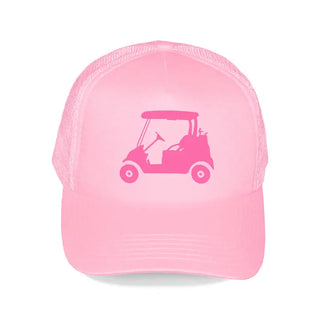 Hot Pink Golf Cart Trucker Hat #L197-KGRN-HTHTPKGOLF