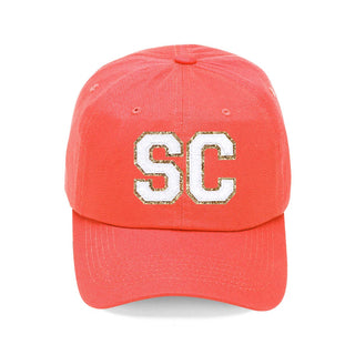 Creme SC Varsity Letter Coral Cap #L190-CORAL-PCRMSC