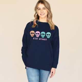 Skull Stay Spooky Navy Sweatshirt #HPSW-NAVYSM-STSP23