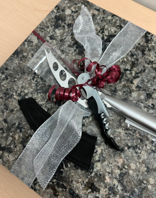 Genuine Stone Charcuterie Board w/knife, opener, sheath #A202301