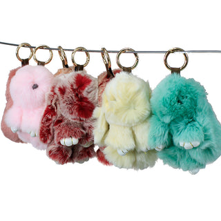 Real Rabbit Fur Bunny Keychain 5" Clip-on Bag Charm #A4FURBUN