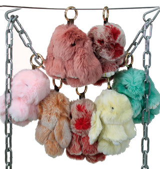 Real Rabbit Fur Bunny Keychain 5" Clip-on Bag Charm #A4FURBUN
