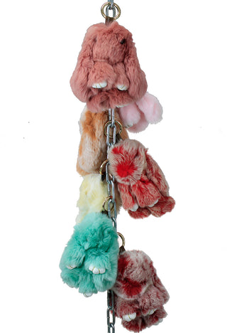 Real Rabbit Fur Bunny Keychain 5" Clip-on Bag Charm #A4FURBUN