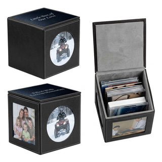 Genuine Leather Memory Cube Personalized Keepsake Photo Box #A745PCK-PERS