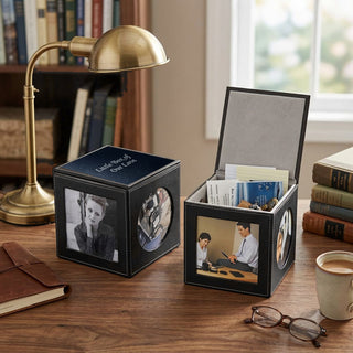 Genuine Leather Memory Cube Personalized Keepsake Photo Box #A745PCK-PERS