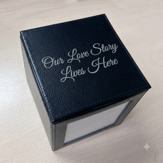 Genuine Leather Memory Cube Personalized Keepsake Photo Box #A745PCK-PERS