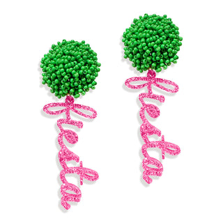 Hot Pink Glitter Acrylic Fiesta Earrings #ACE-3620GR-FIESTA-PKGLT