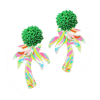 Tropical Palm Tree Acrylic Summer Fun Earrings #ACE-3620GR-TRPPALM