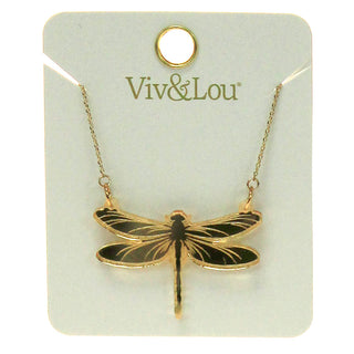 Mirrored Gold Dragonfly Necklace #ACN-MRGD-DRAGONFLY