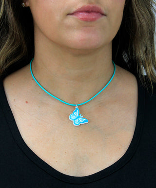 Mint Leatherette Choker Necklace with Butterfly #ACN2671MINT-BFLY