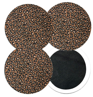 Leather Backed Leopard Print 4 pc Coaster Set Home Decor Gift #ACS-LB-LEOP