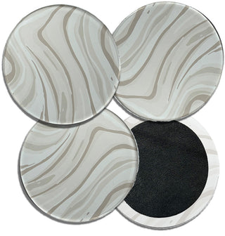 Leather Backed Marble 4 pc Coaster Set Home Decor Gift #ACS-LB-MARBLE