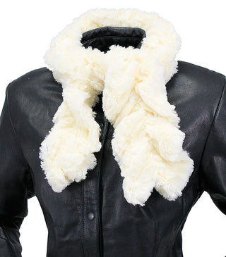 4Real Crinkle Faux Fur Scarf for Women | Soft Winter Neck Wrap #AFUR6001