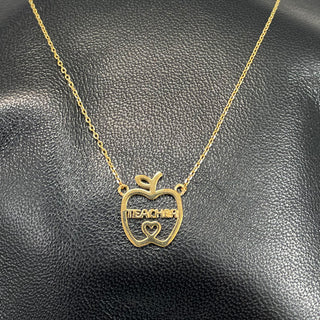 Apple for the Teacher Necklace #EN0132G-GD-TEACH