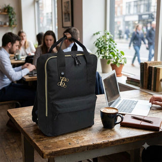 Black Laptop Computer Backpack with Custom Vine Initial Cipher #BP507BLK