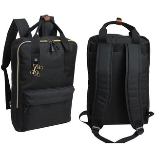 Black Laptop Computer Backpack with Custom Vine Initial Cipher #BP507BLK