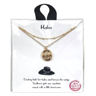 LR Gold Cowgirl Hat Necklace #EN1394-GD