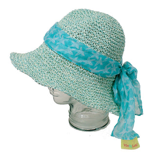 Hobo Straw Hat with Bow Hatband Women's Beach Sun Hat #H219-M115