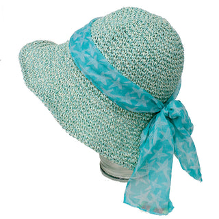 Hobo Straw Hat with Bow Hatband Women's Beach Sun Hat #H219-M115