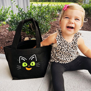 Black Cat Felt Treat Bucket #M959-BLK-CAT24