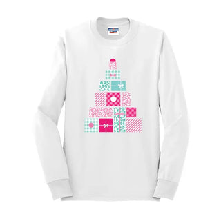 Christmas Present Tree Long Sleeve Shirt Pink Holiday Graphic Tee #HPLS-PKPRES