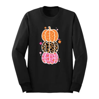 Leopard Pumpkin Long Sleeve Shirt Pink Fall Halloween Graphic Shirt #HPLS-PUM23