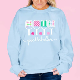 Pickleball Sweatshirt Blue Paddle Graphic Crewneck Sports Gift #HPSW-PBALL