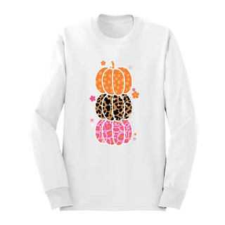 Leopard Pumpkin Sweat Shirt Pink Fall Halloween Graphic Tee #HPSW-PUM23