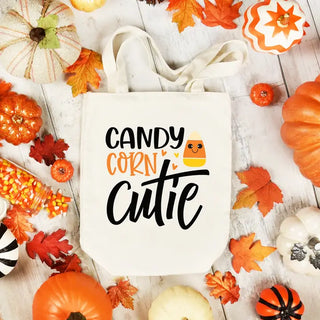Candy Corn Cutie Canvas Tote Halloween Trick or Treat Bag #HPT2515-CANDY