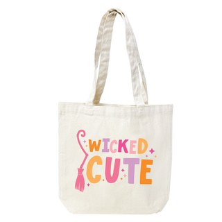 Wicked Cute Halloween Tote Bag Witch Broom Spooky Fall Market Bag #HPT2515-WCUTE