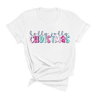 Holly Jolly Christmas Shirt Colorful Holiday Graphic Tee for Women #HPTS-HOLLY