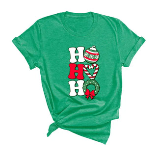 Red & Green Ho Ho Ho T Shirt Christmas Holiday Festive Winter Tee #HPTS-RDHO