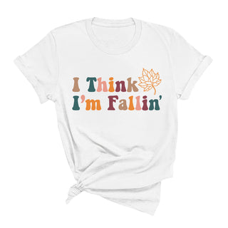 I Think I'm Fallin T Shirt Autumn Pumpkin Season Graphic Tee #HPTS-BLKLG-FALLIN