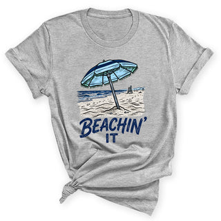 Beachin' It Blue Umbrella T-Shirt, Women's Beach Shirt #HPTS43-BEACHINU