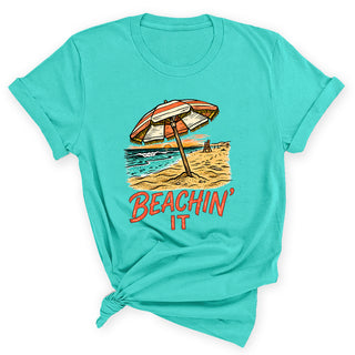 Beachin' It Orange Umbrella Racerback T-Shirt, Women's Shirt #HPTS43-BEACHINO