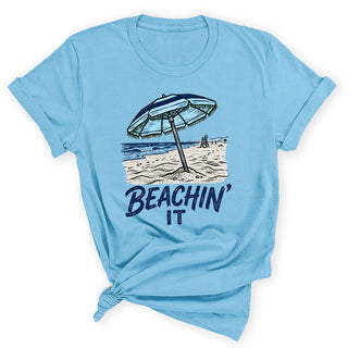 Beachin' It Blue Umbrella T-Shirt, Women's Beach Shirt #HPTS43-BEACHINU