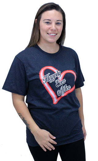 Happily Ever After Red Heart T-Shirt #HPTS43-BLKH-HAPPILYR