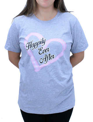 Happily Ever After Pink Heart T-Shirt #HPTS43-LGY-HAPPILYP