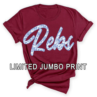 Jumbo Print Blue Floral Rebs Ole Miss T Shirt Game Day Southern Tee #HPTS-REBJUMBO