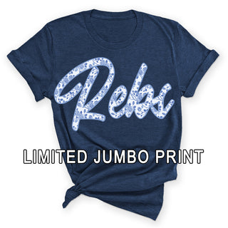 Jumbo Print Blue Floral Rebs Ole Miss T Shirt Game Day Southern Tee #HPTS-REBJUMBO