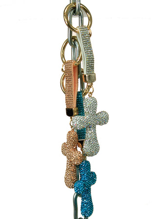 Bling Christian Cross Keychain Bag Charm Gift #KC3CRY-CROSS