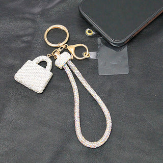Silver Bling Keychain and Phone Wristlet with Silver Purse Charm #KCPW1423-SPURSE